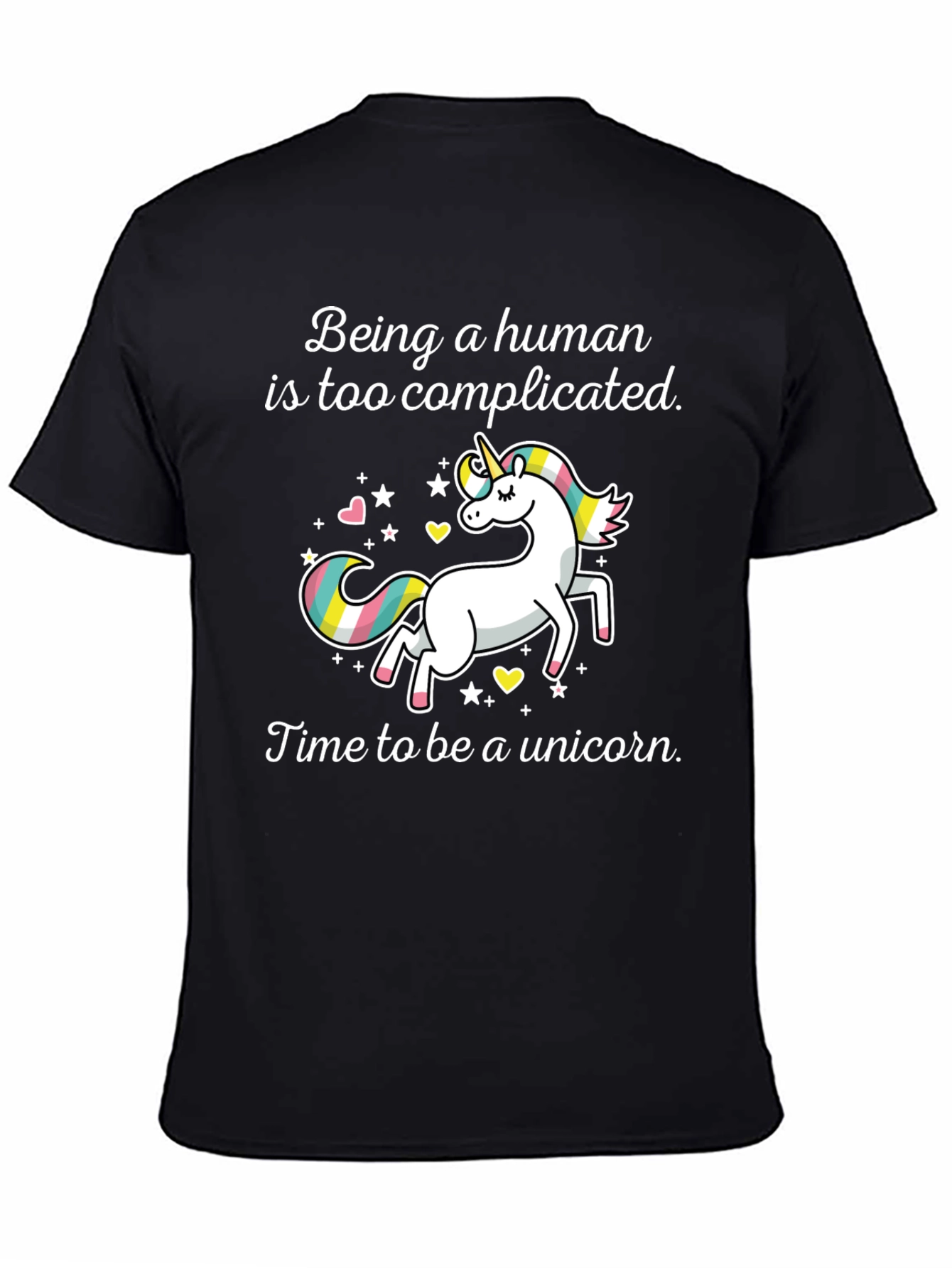 Unicorn Graphic Tee: Being Human is Too Complicated T-Shirt