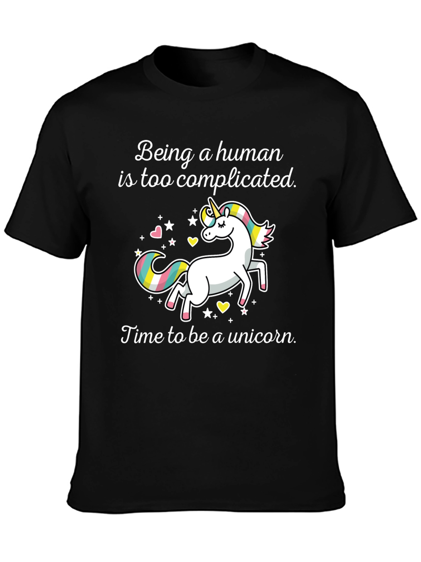Unicorn Graphic Tee: Being Human is Too Complicated T-Shirt