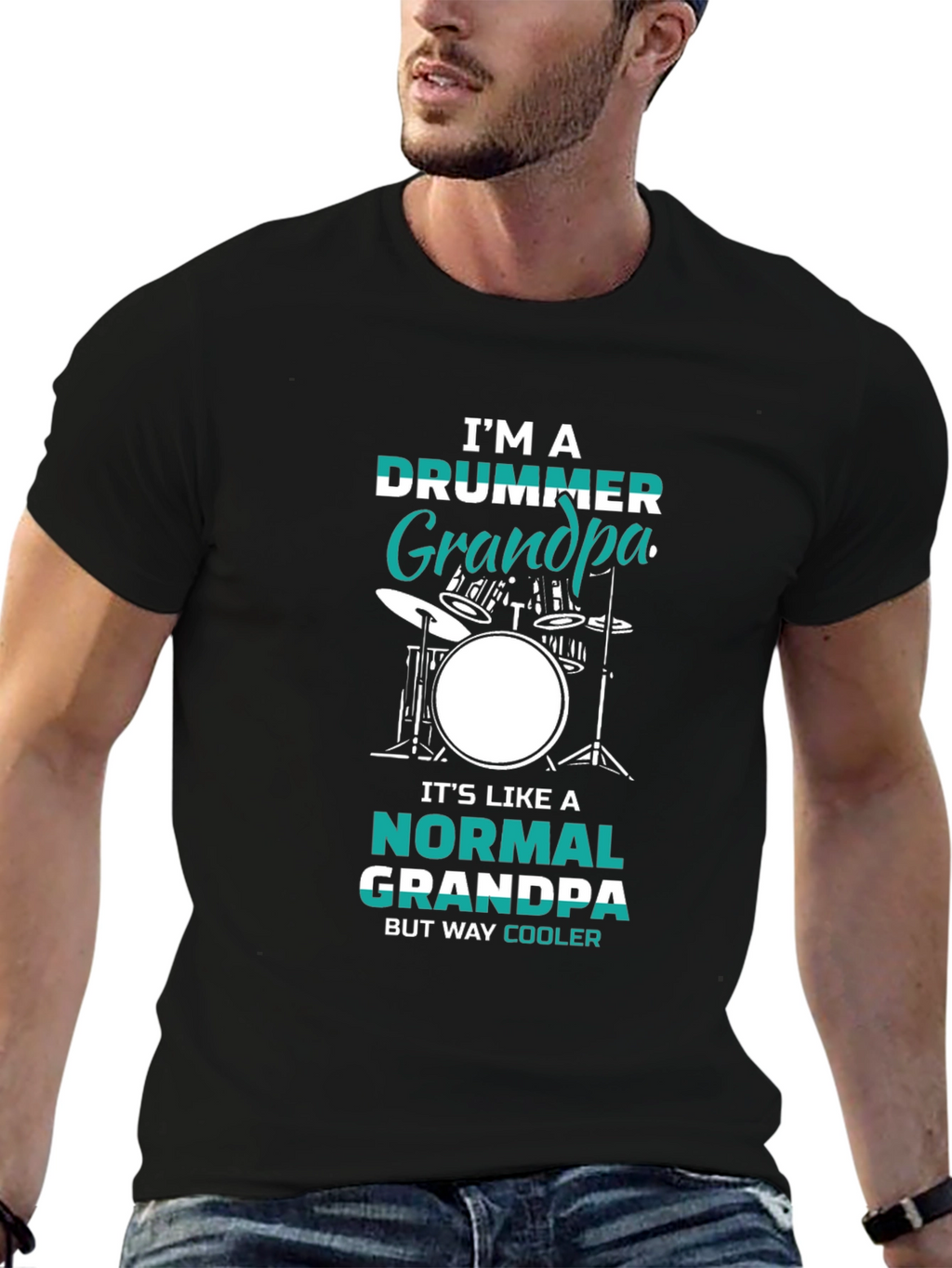 Drummer Grandpa Graphic T-Shirt - Cool Grandpa