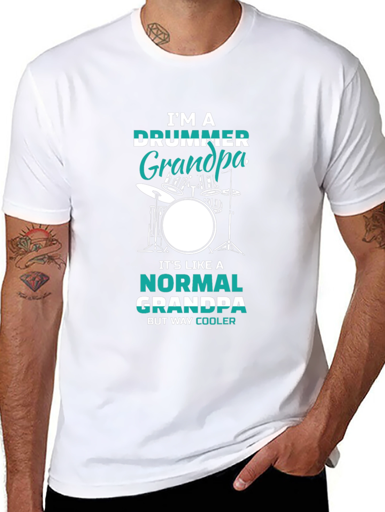 Drummer Grandpa Graphic T-Shirt - Cool Grandpa