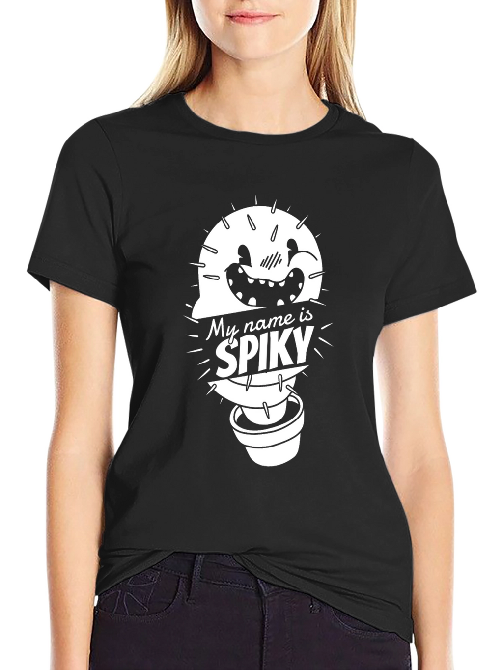 Spiky Cactus Graphic T-Shirt - Funny Cartoon Tee