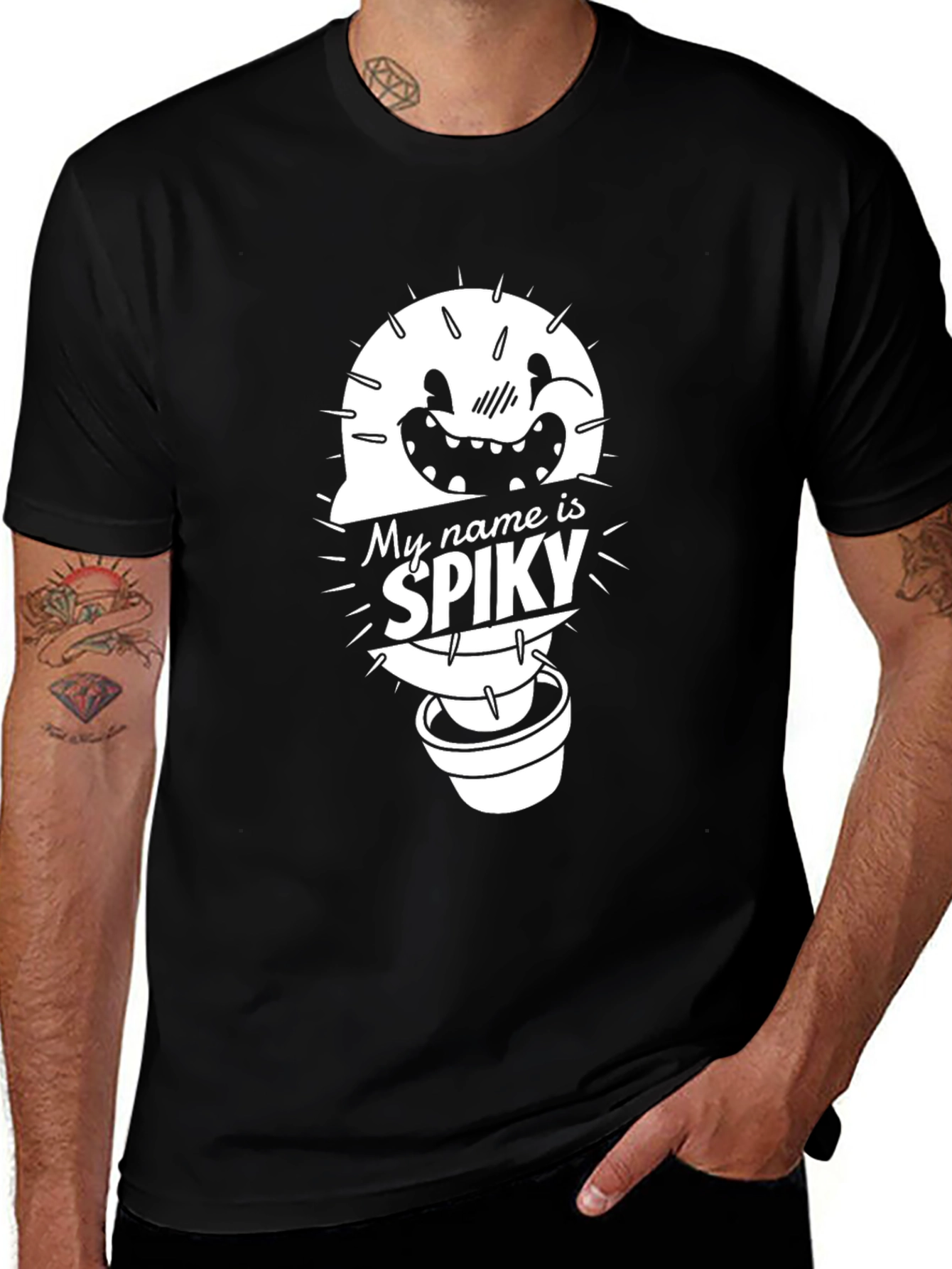 Spiky Cactus Graphic T-Shirt - Funny Cartoon Tee