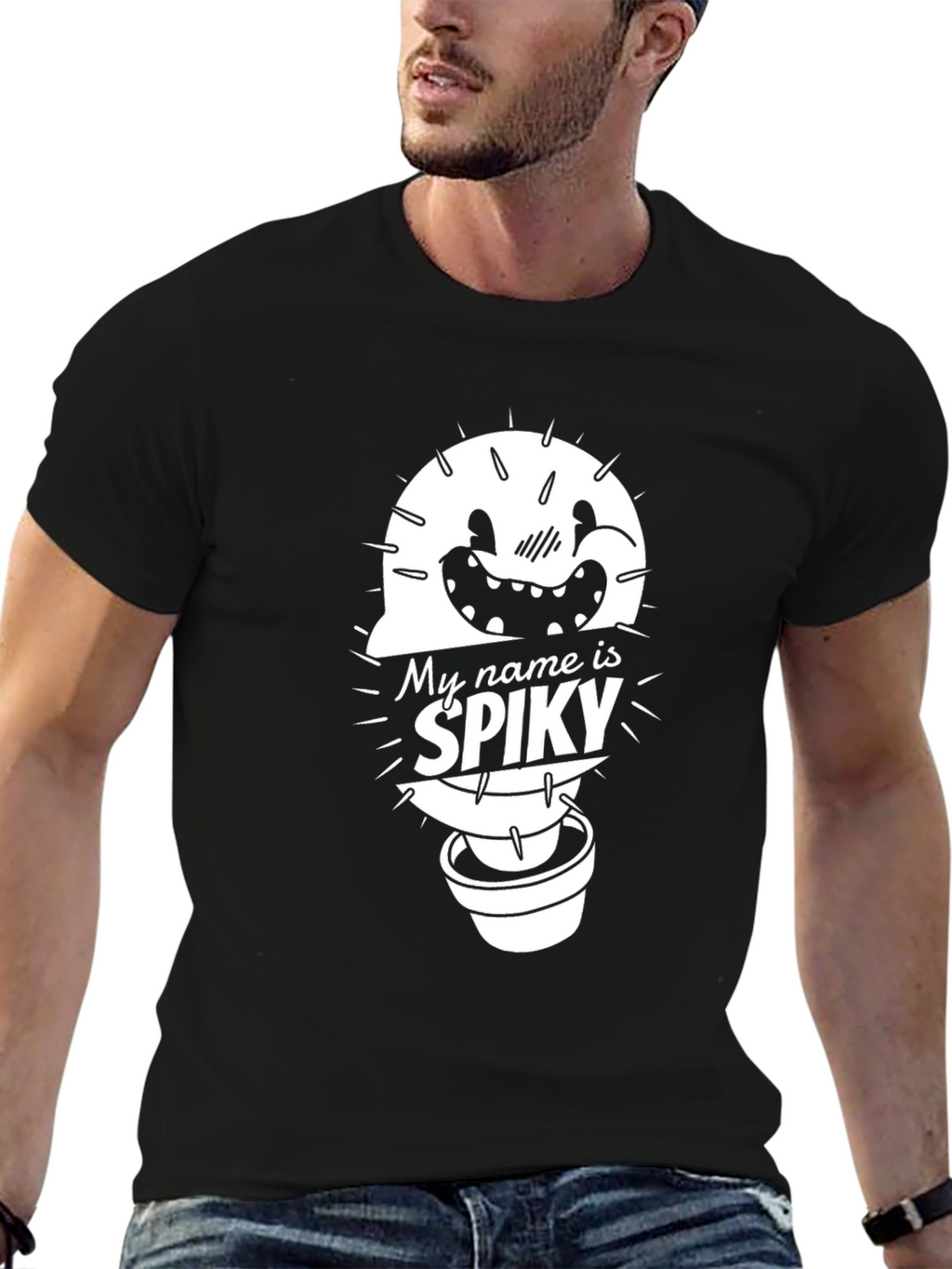 Spiky Cactus Graphic T-Shirt - Funny Cartoon Tee