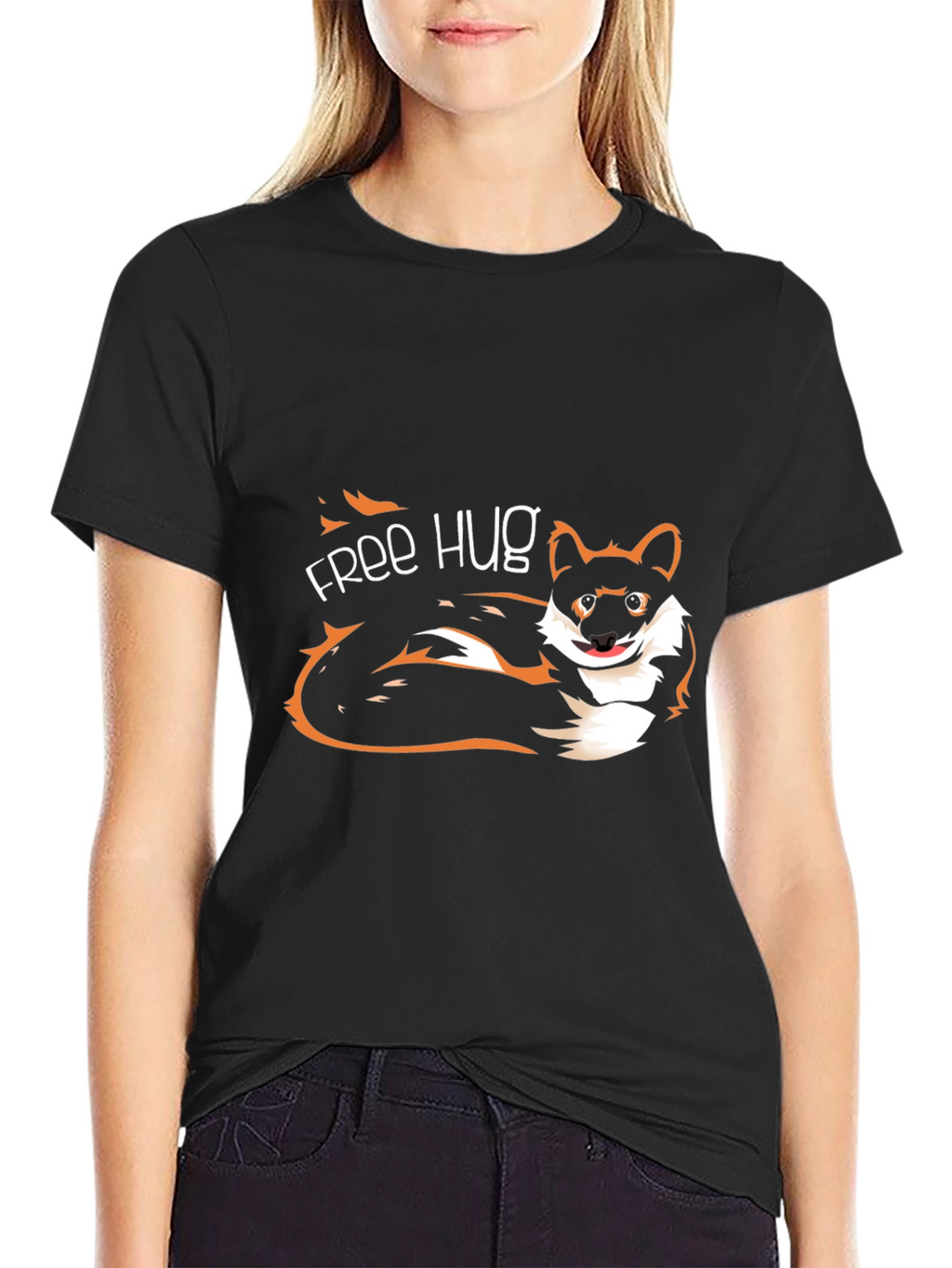 Free Hug Dog Graphic T-Shirt - Unisex Casual Tee