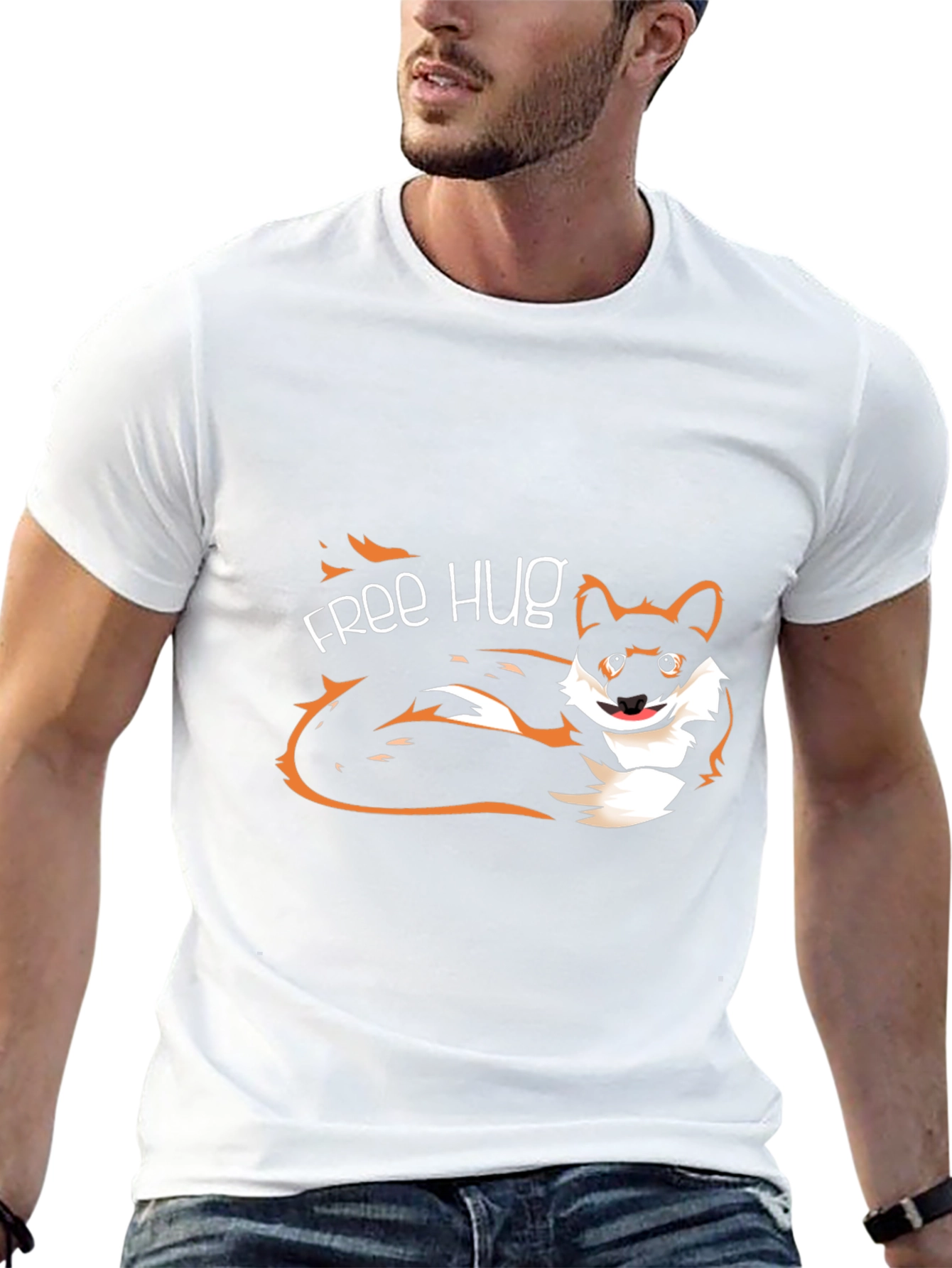 Free Hug Dog Graphic T-Shirt - Unisex Casual Tee