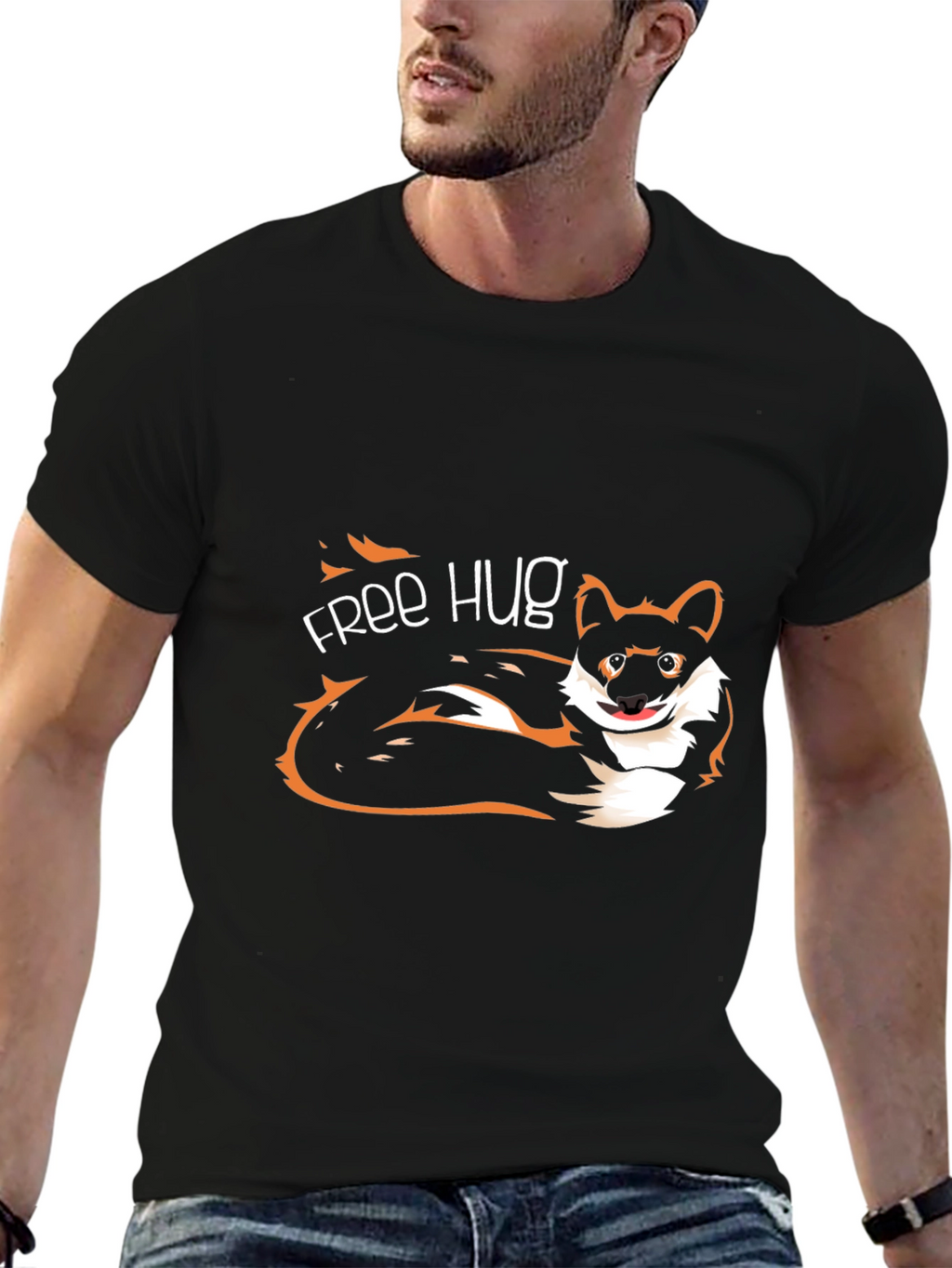 Free Hug Dog Graphic T-Shirt - Unisex Casual Tee