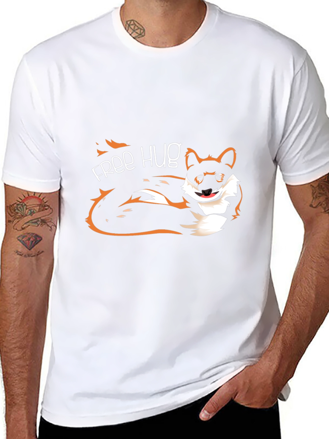 Free Hug Dog Graphic T-Shirt - Unisex Casual Tee