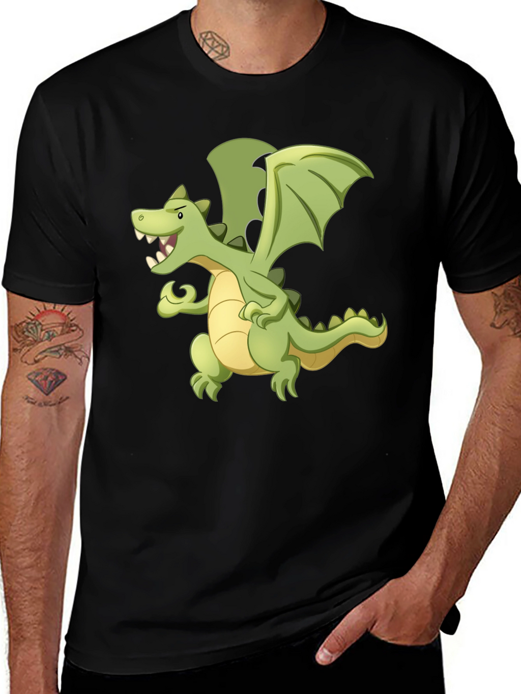 Dragon Graphic Tee - Black Cotton T-Shirt