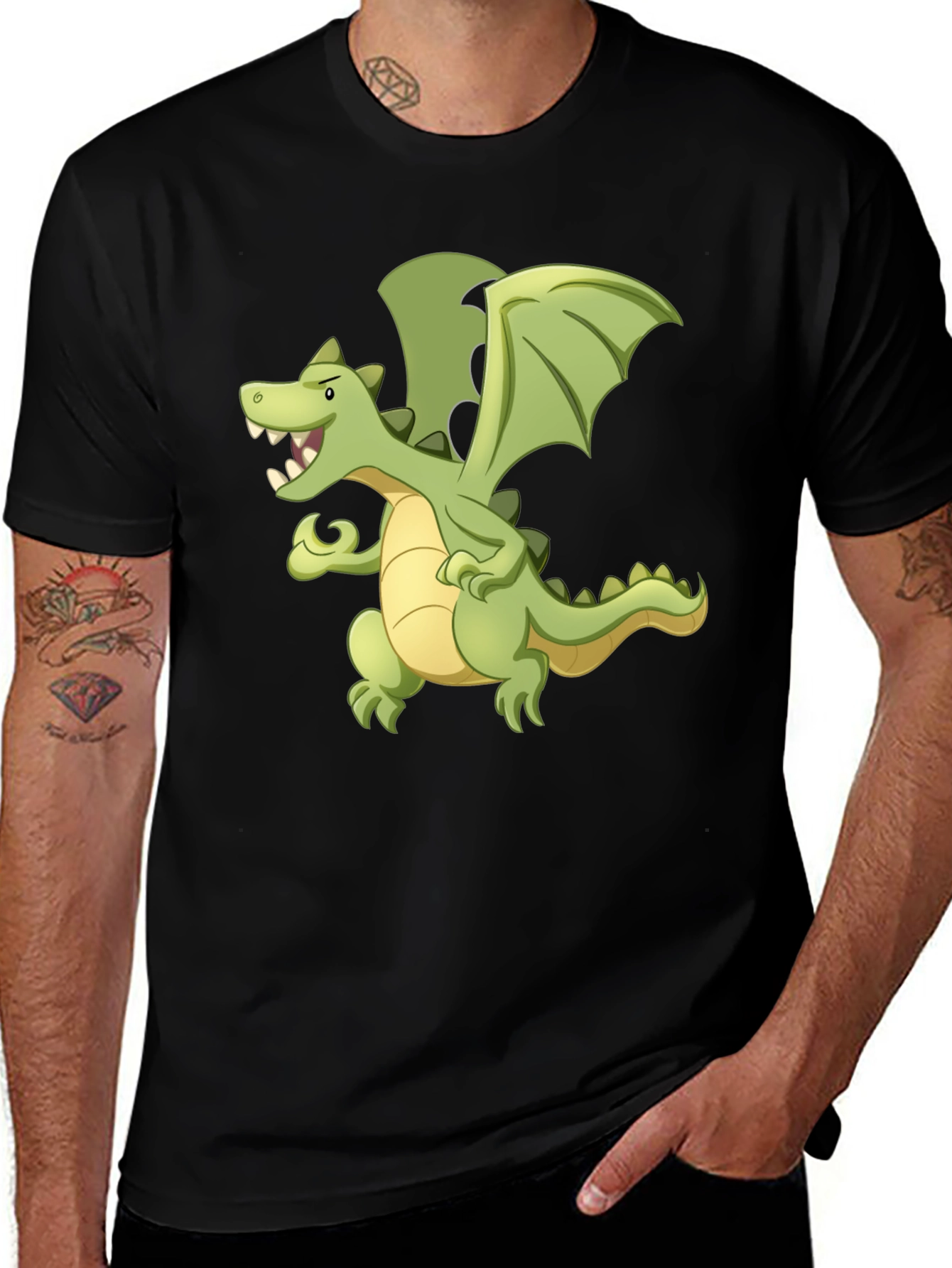 Dragon Graphic Tee - Black Cotton T-Shirt