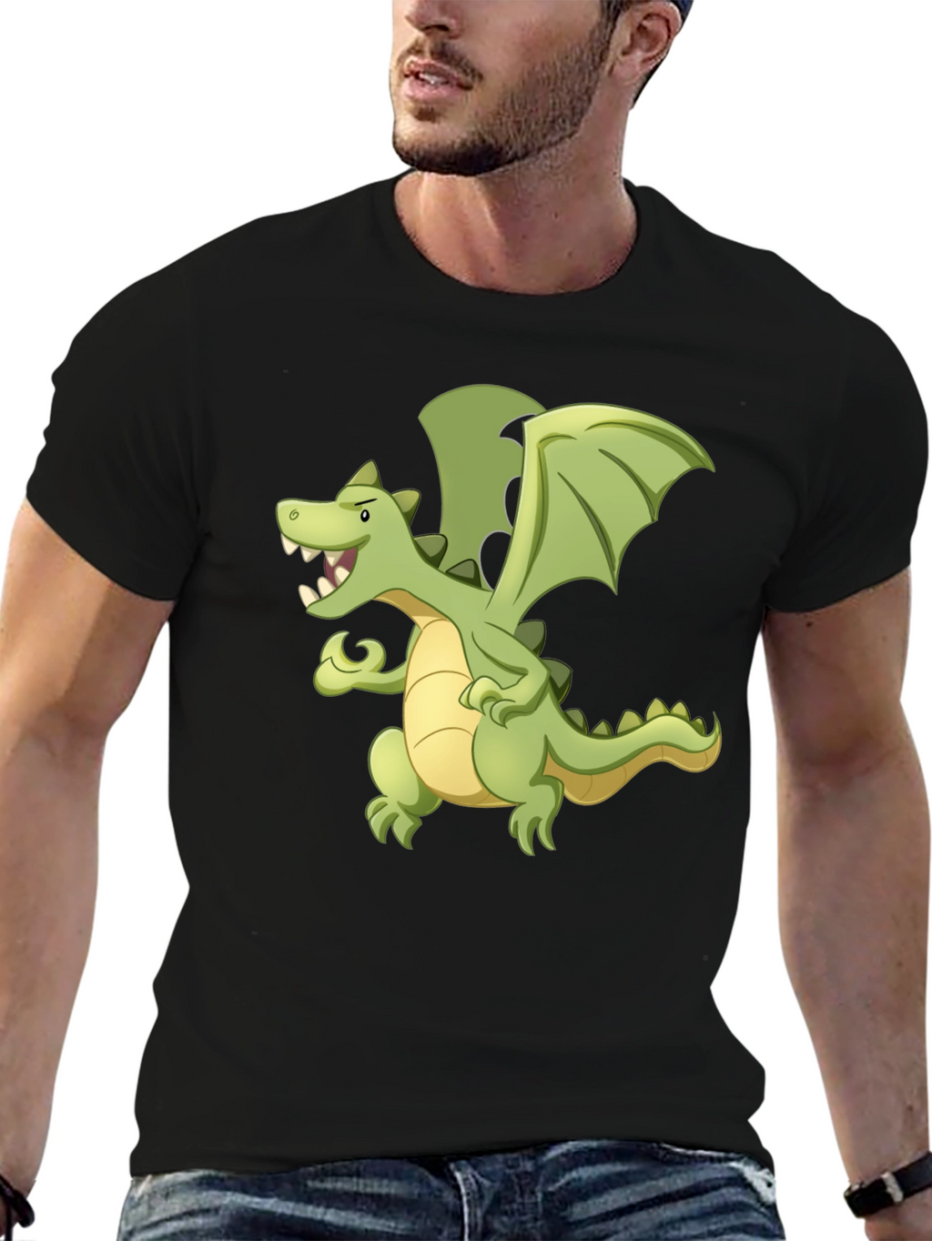 Dragon Graphic Tee - Black Cotton T-Shirt