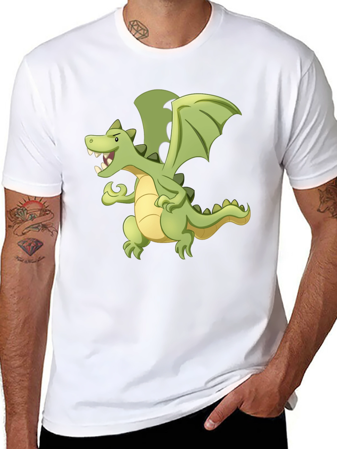 Dragon Graphic Tee - Black Cotton T-Shirt