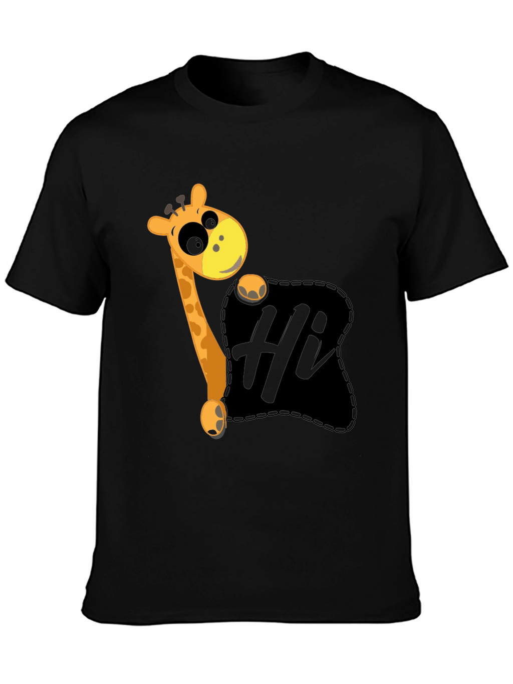 Hi Giraffe Graphic Tee - Black Cotton T-Shirt