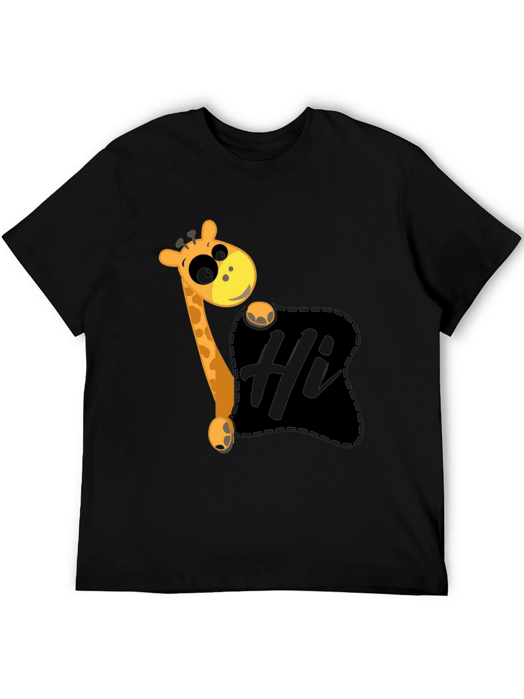 Hi Giraffe Graphic Tee - Black Cotton T-Shirt