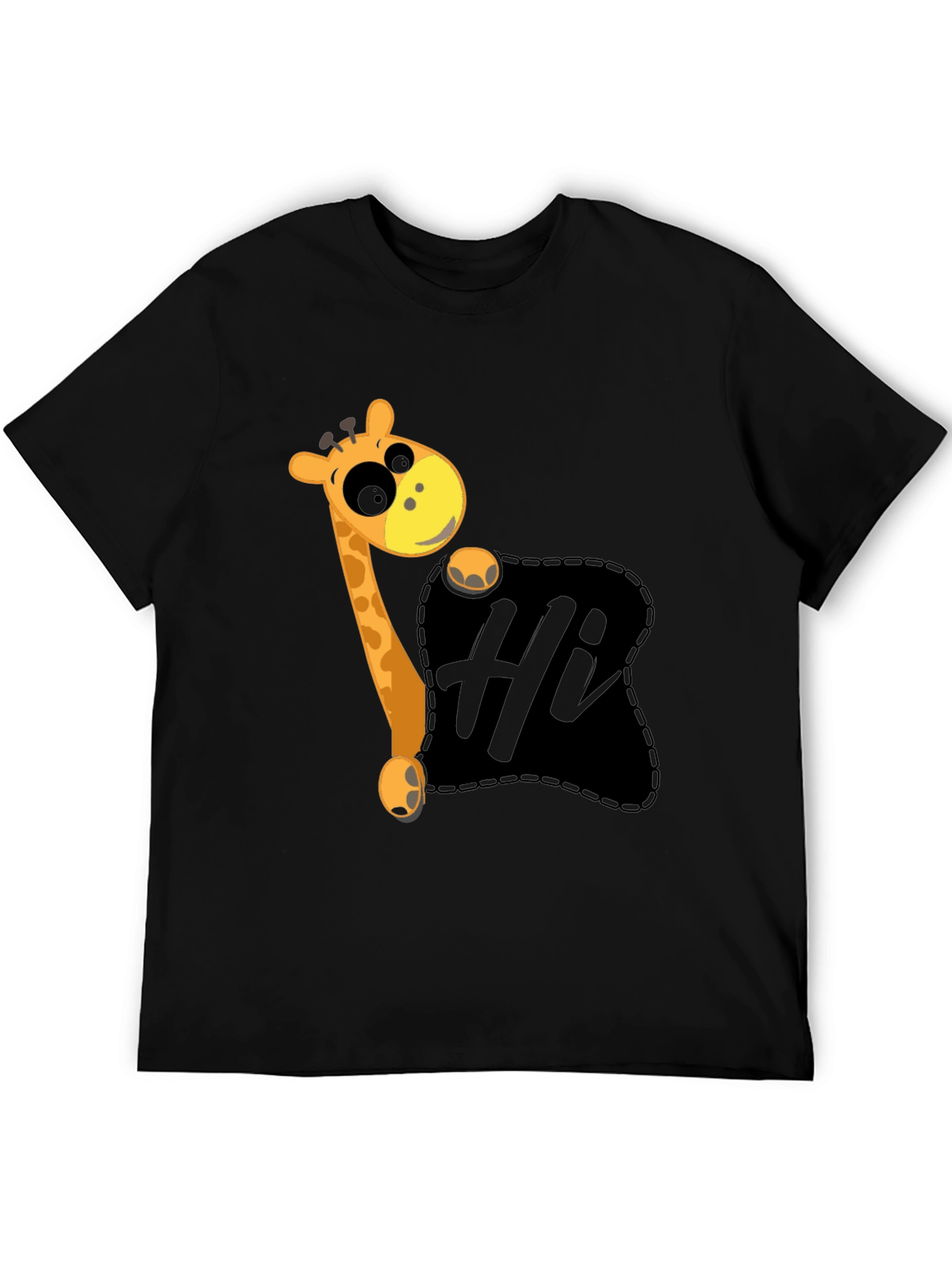 Hi Giraffe Graphic Tee - Black Cotton T-Shirt