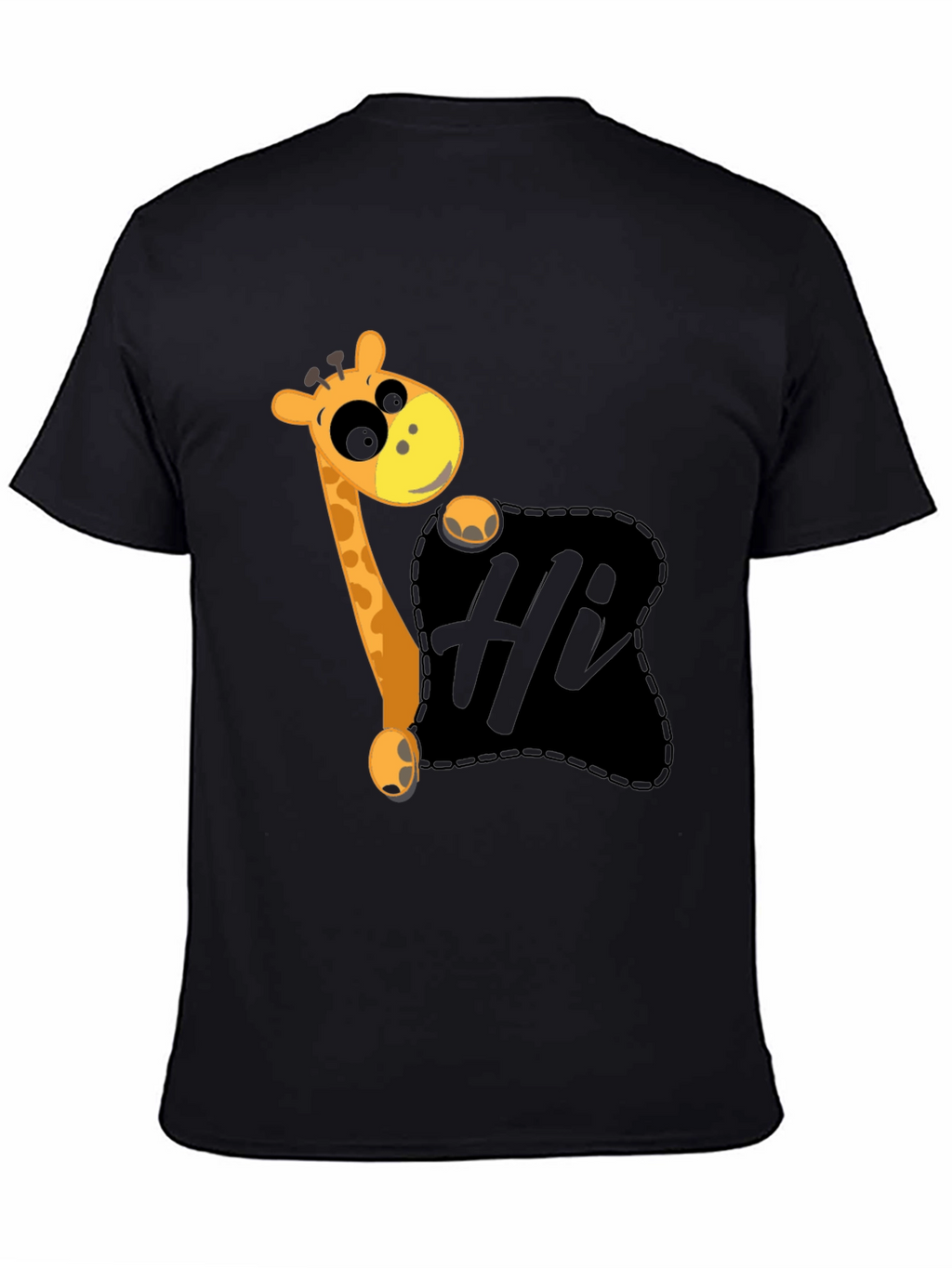 Hi Giraffe Graphic Tee - Black Cotton T-Shirt
