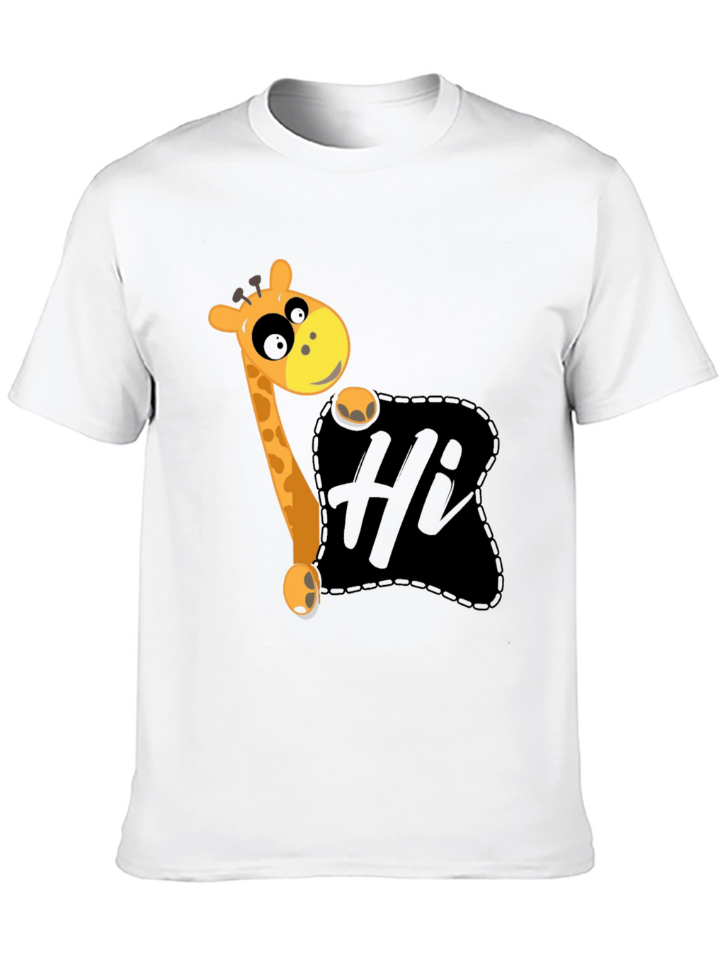 Hi Giraffe Graphic Tee - Black Cotton T-Shirt