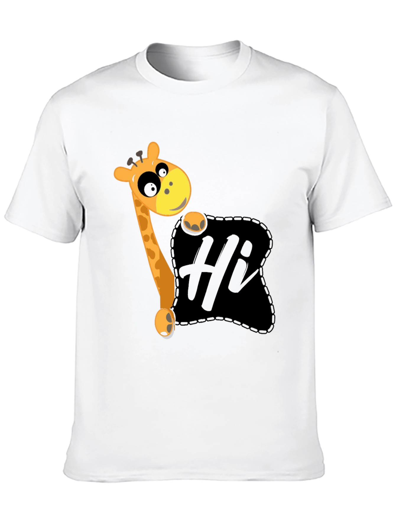 Hi Giraffe Graphic Tee - Black Cotton T-Shirt