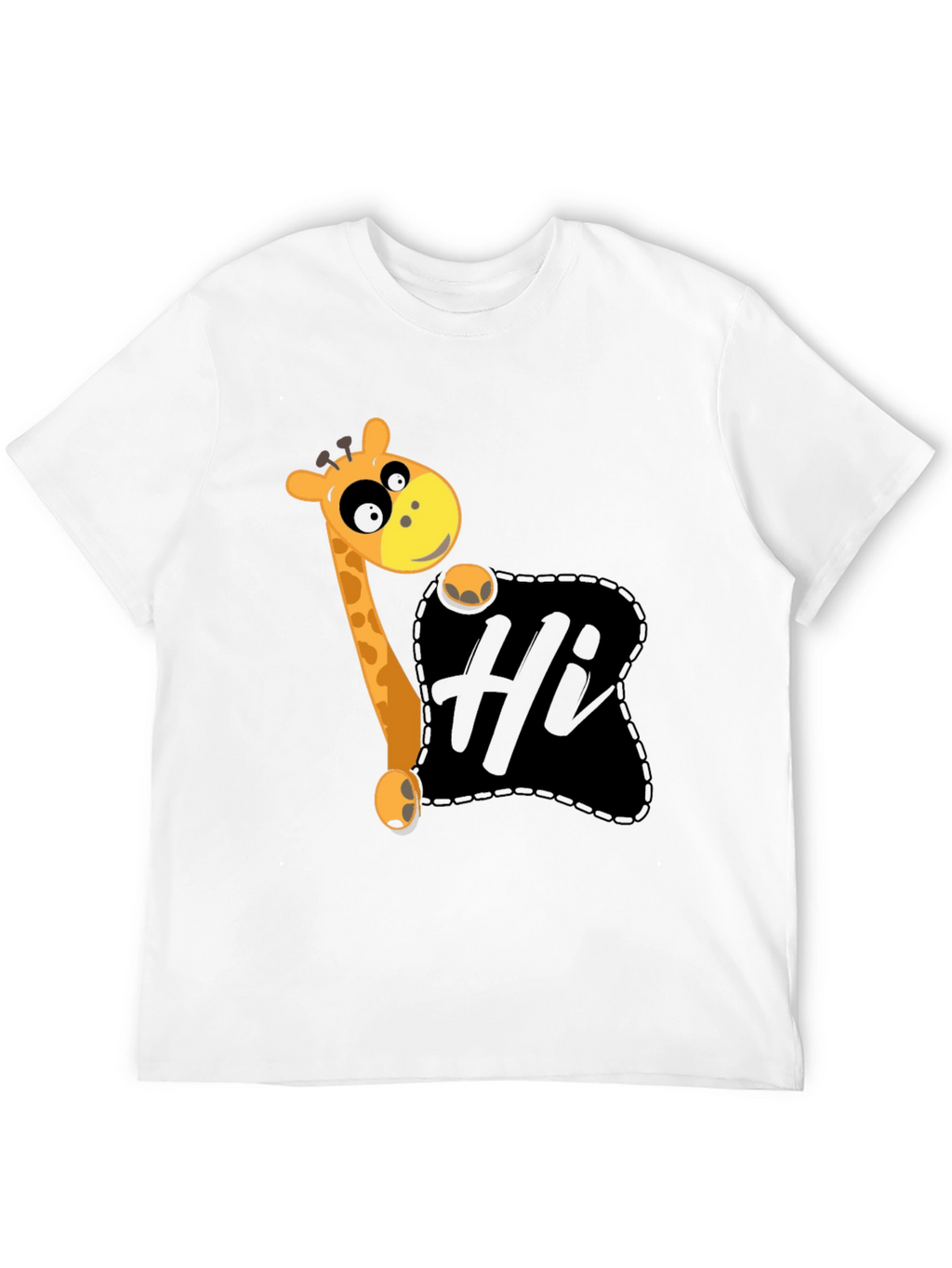 Hi Giraffe Graphic Tee - Black Cotton T-Shirt
