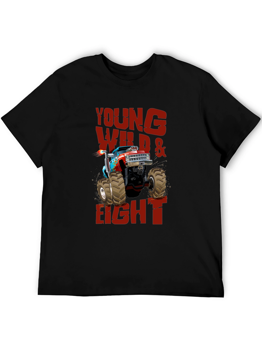 Young Wild & Eight Monster Truck Graphic T-Shirt