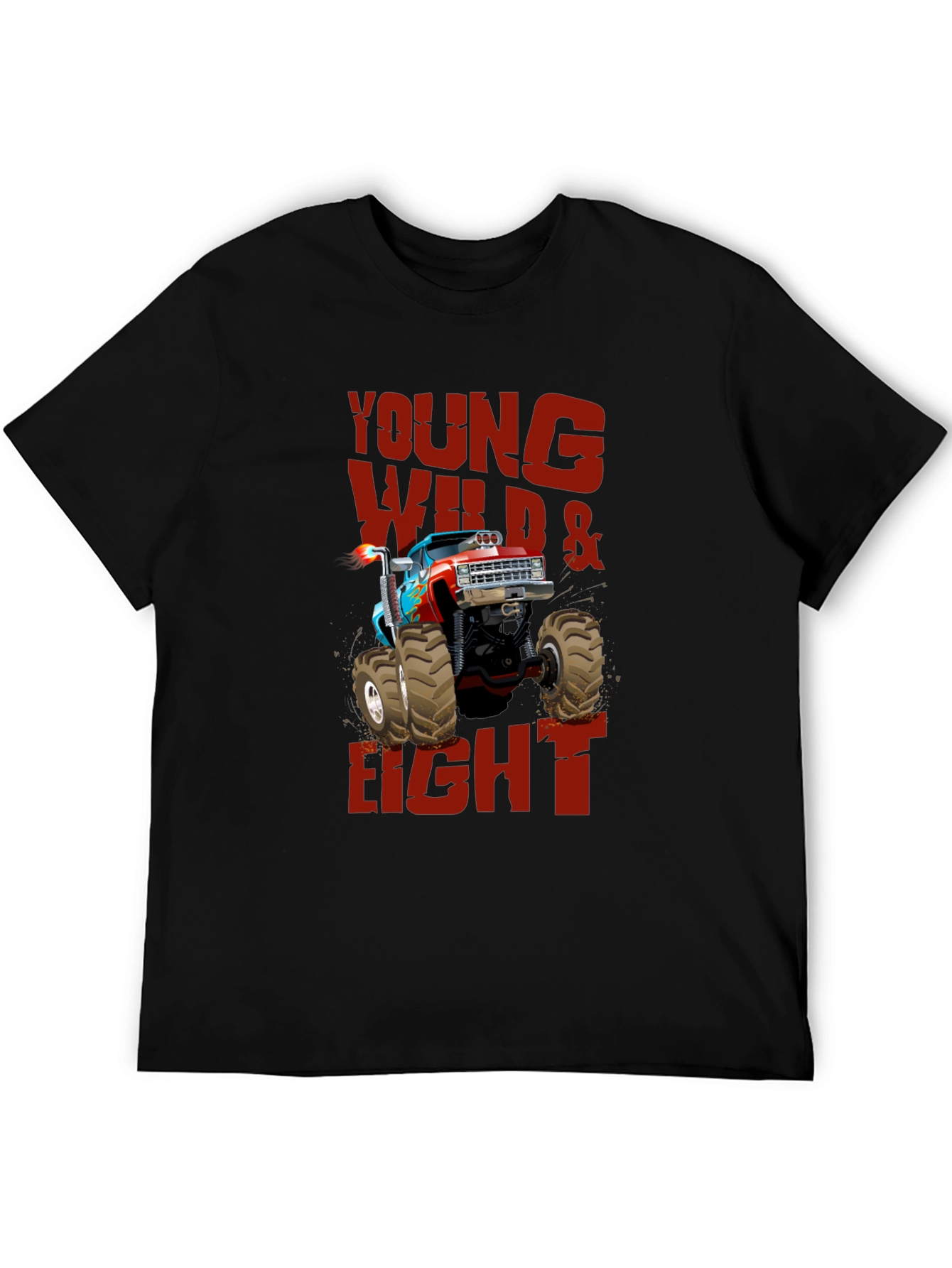 Young Wild & Eight Monster Truck Graphic T-Shirt