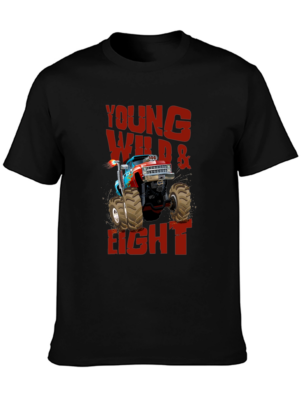 Young Wild & Eight Monster Truck Graphic T-Shirt