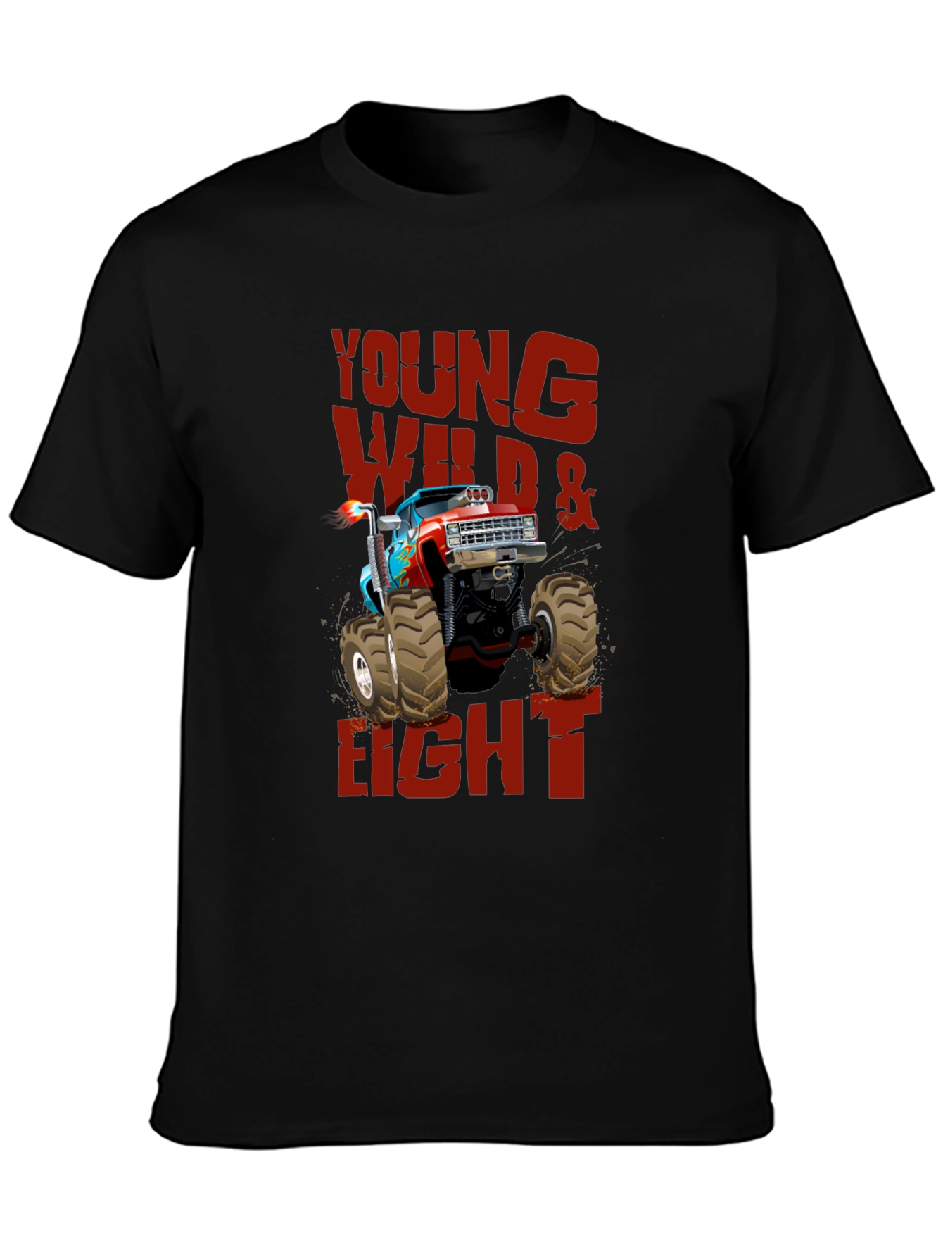 Young Wild & Eight Monster Truck Graphic T-Shirt