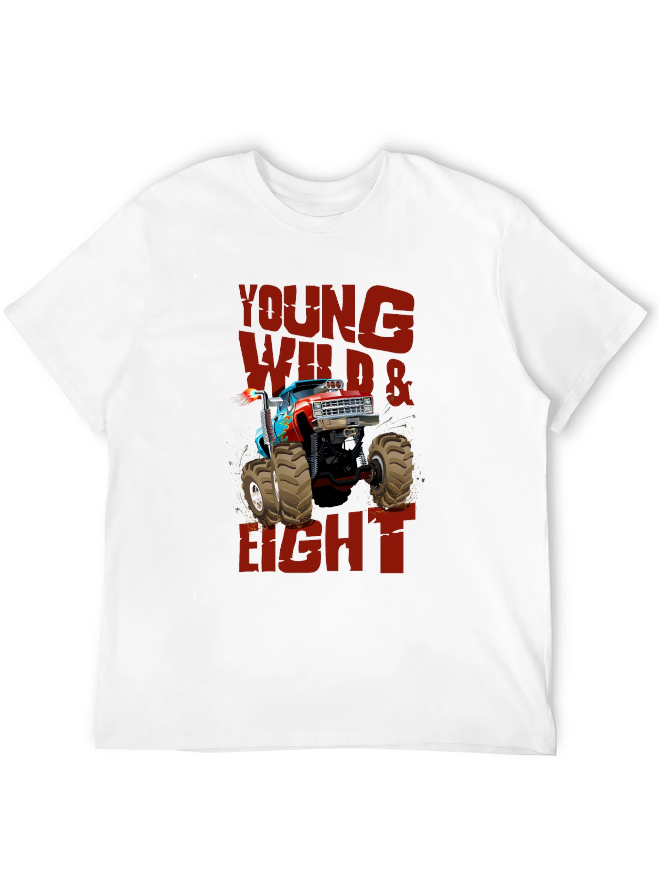 Young Wild & Eight Monster Truck Graphic T-Shirt