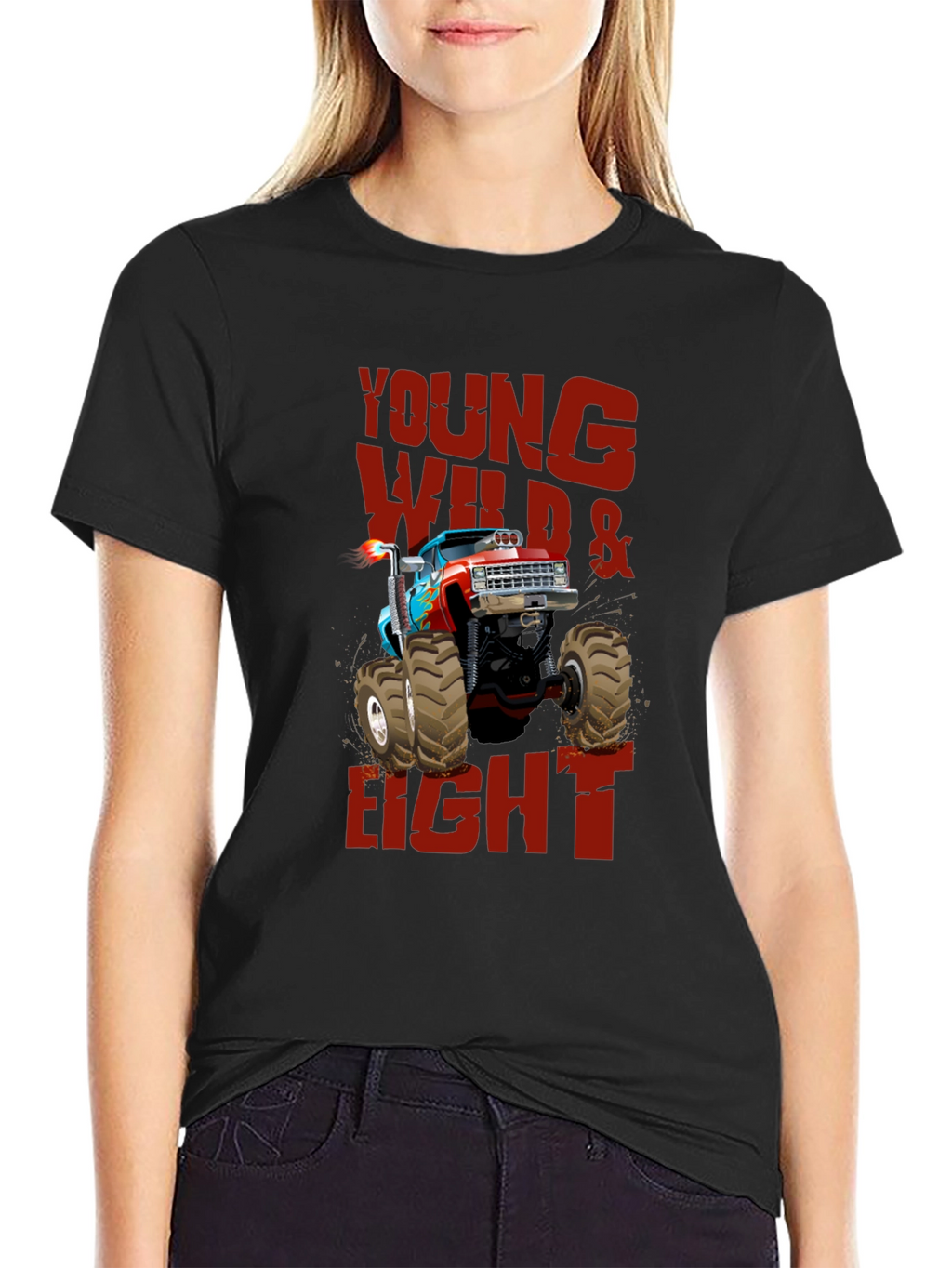 Young Wild & Eight Monster Truck Graphic T-Shirt