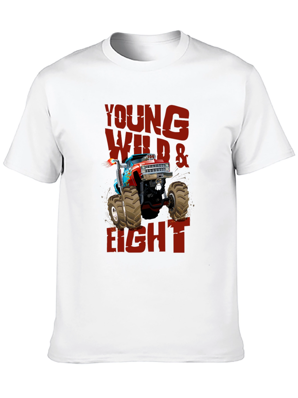 Young Wild & Eight Monster Truck Graphic T-Shirt