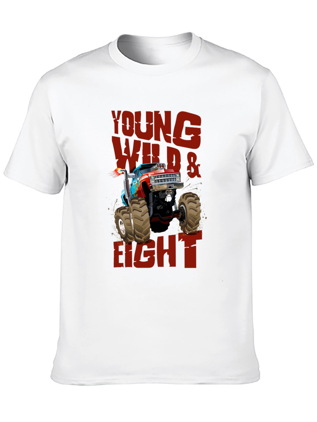 Young Wild & Eight Monster Truck Graphic T-Shirt