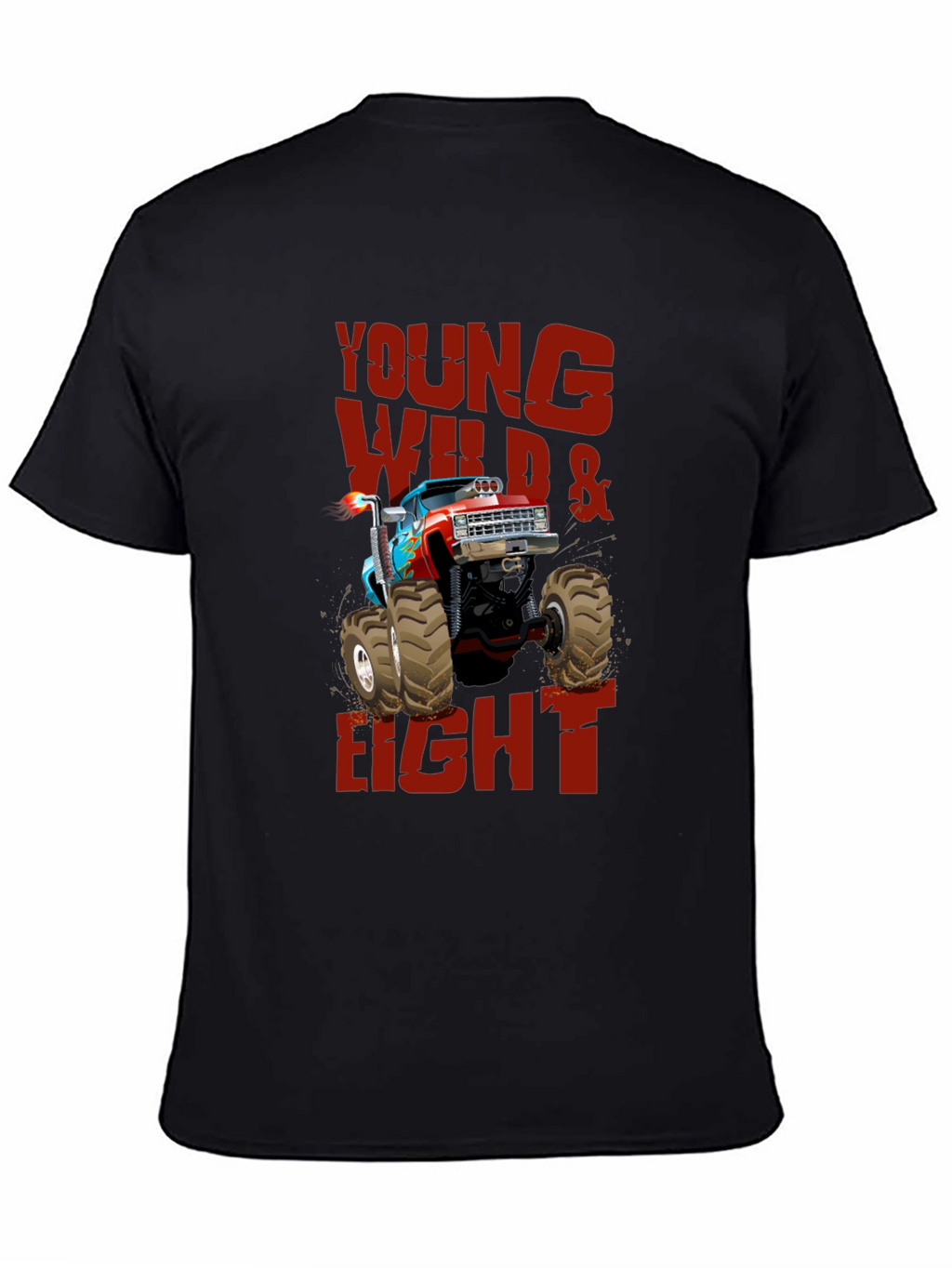 Young Wild & Eight Monster Truck Graphic T-Shirt