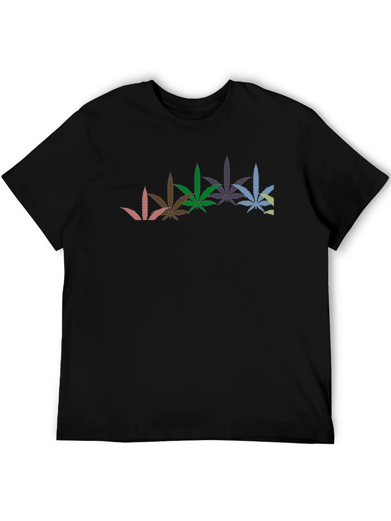 Cool Graphic Black T-Shirt with Weed Leaves