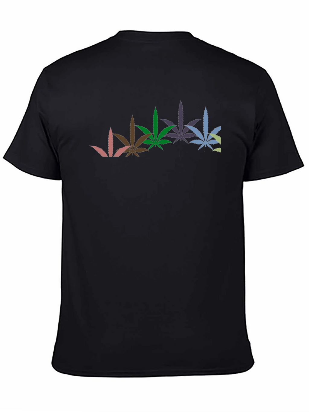 Cool Graphic Black T-Shirt with Weed Leaves
