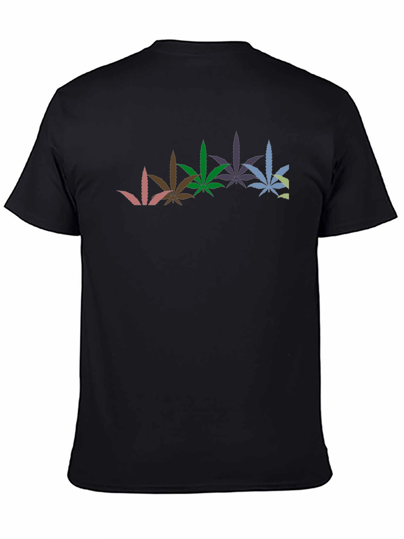 Cool Graphic Black T-Shirt with Weed Leaves