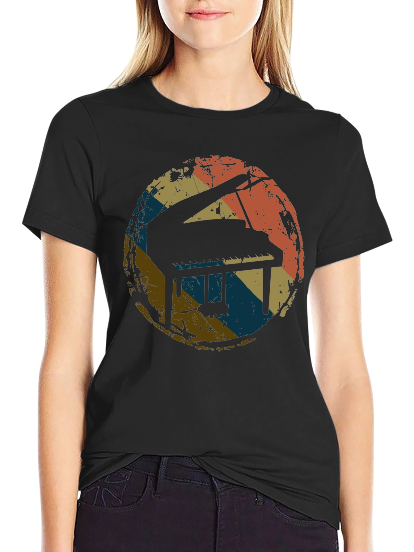 Retro Piano Graphic Tee - Vintage Music T-Shirt