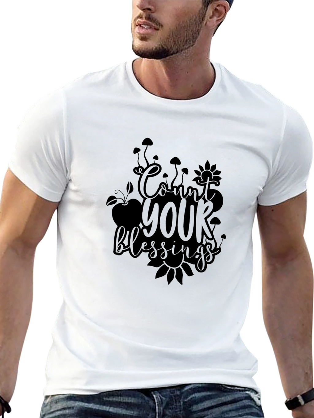 Count Your Blessings Black Graphic Tee