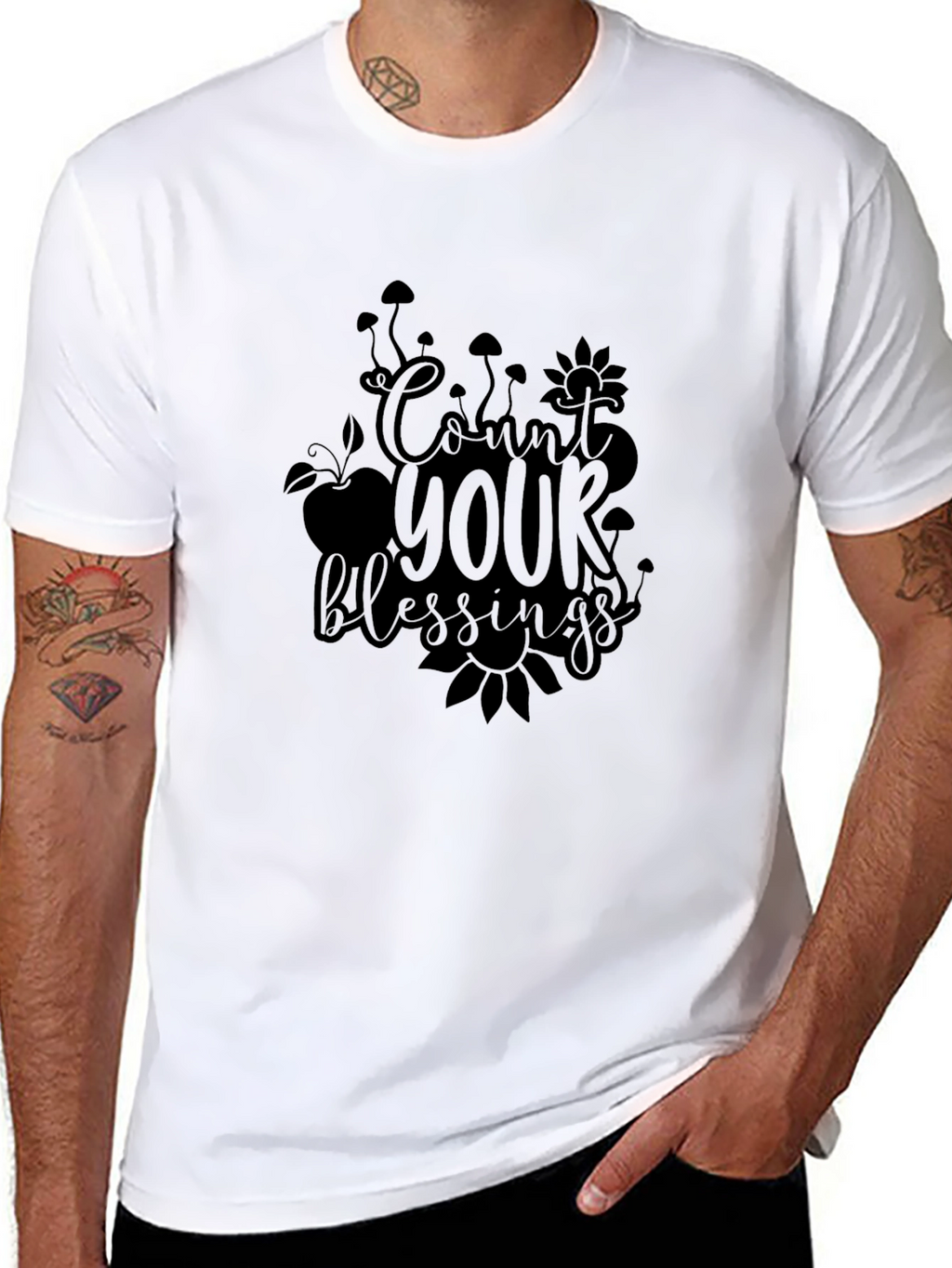 Count Your Blessings Black Graphic Tee