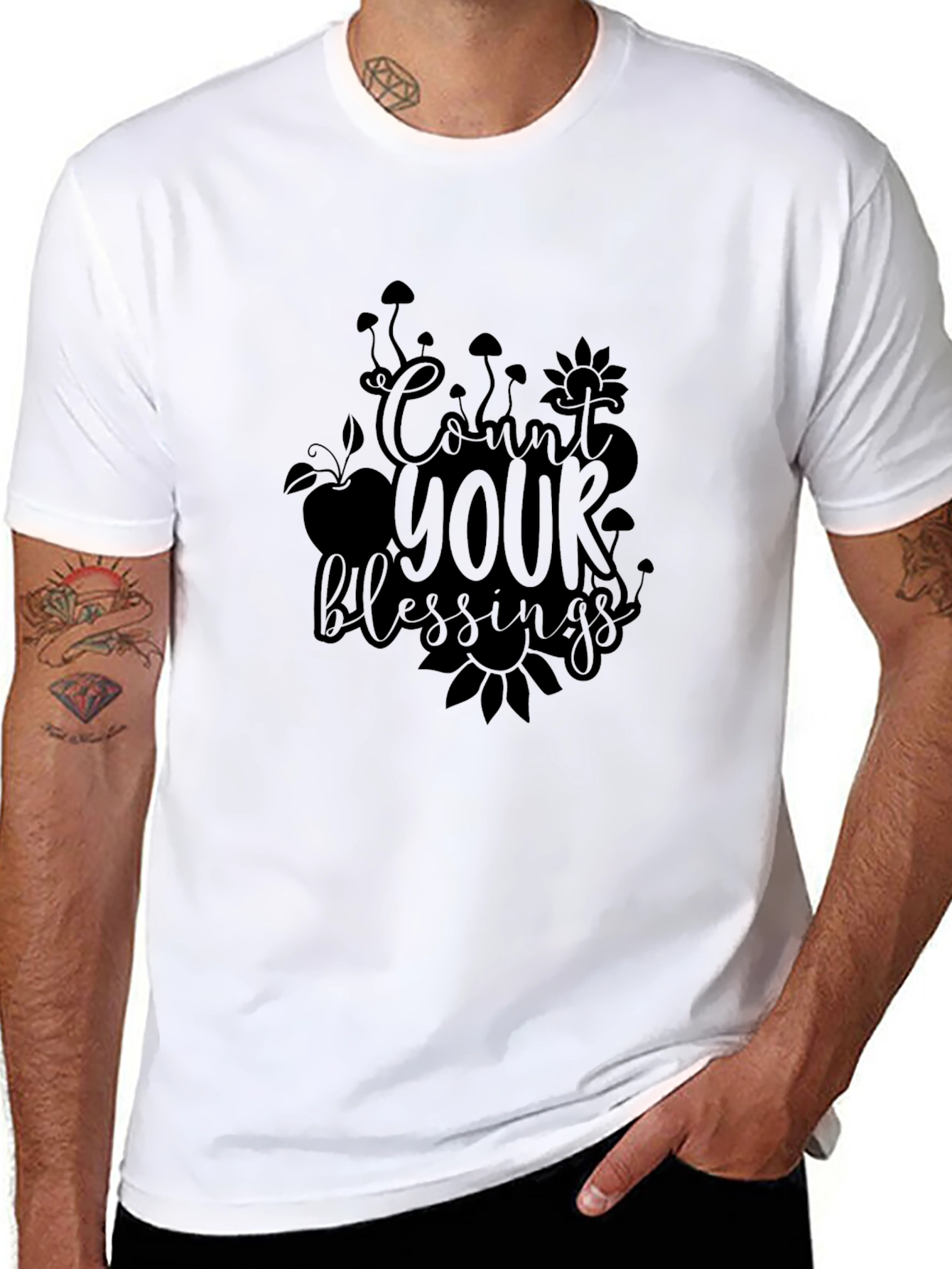 Count Your Blessings Black Graphic Tee