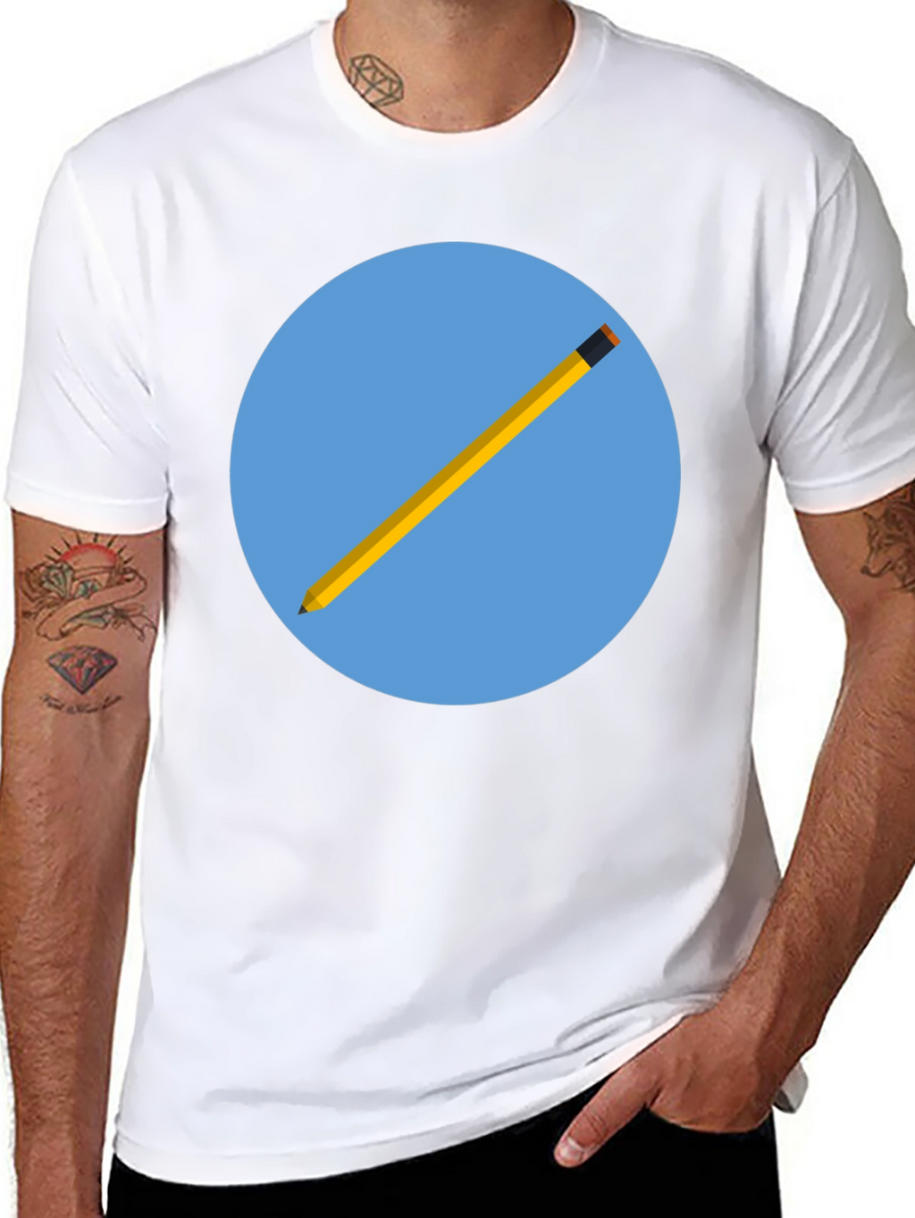 Pencil Graphic Black T-Shirt - Artistic Design
