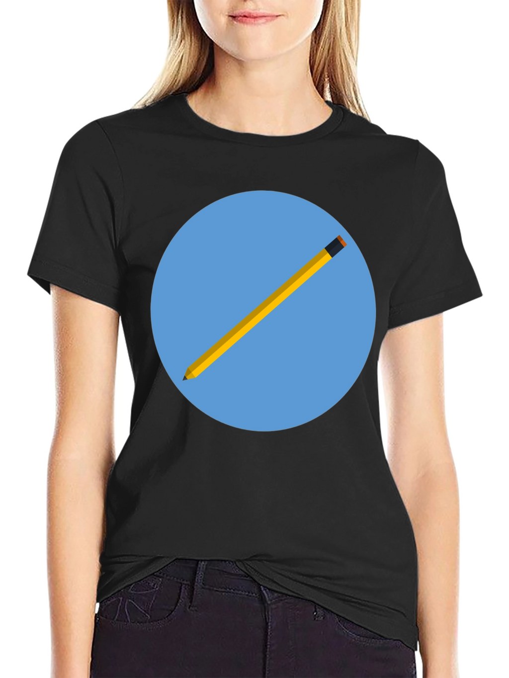 Pencil Graphic Black T-Shirt - Artistic Design
