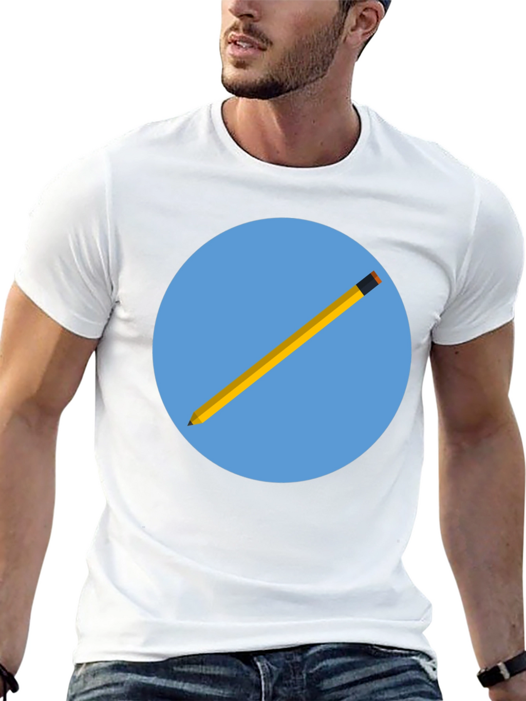 Pencil Graphic Black T-Shirt - Artistic Design