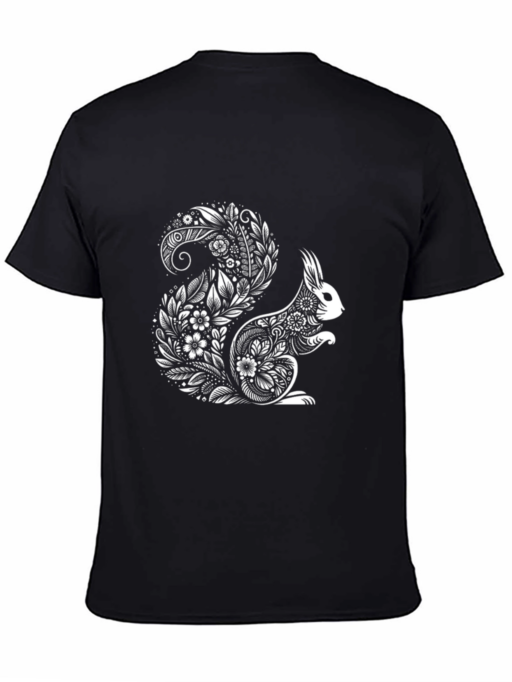 Floral Squirrel Graphic T-Shirt - Black