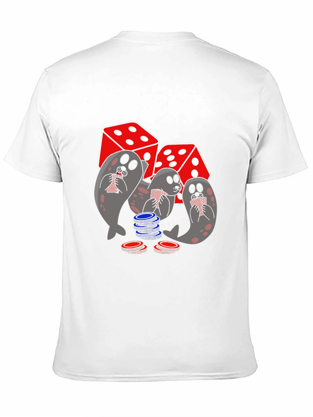 Poker Seals Graphic Tee - Black Cotton T-Shirt