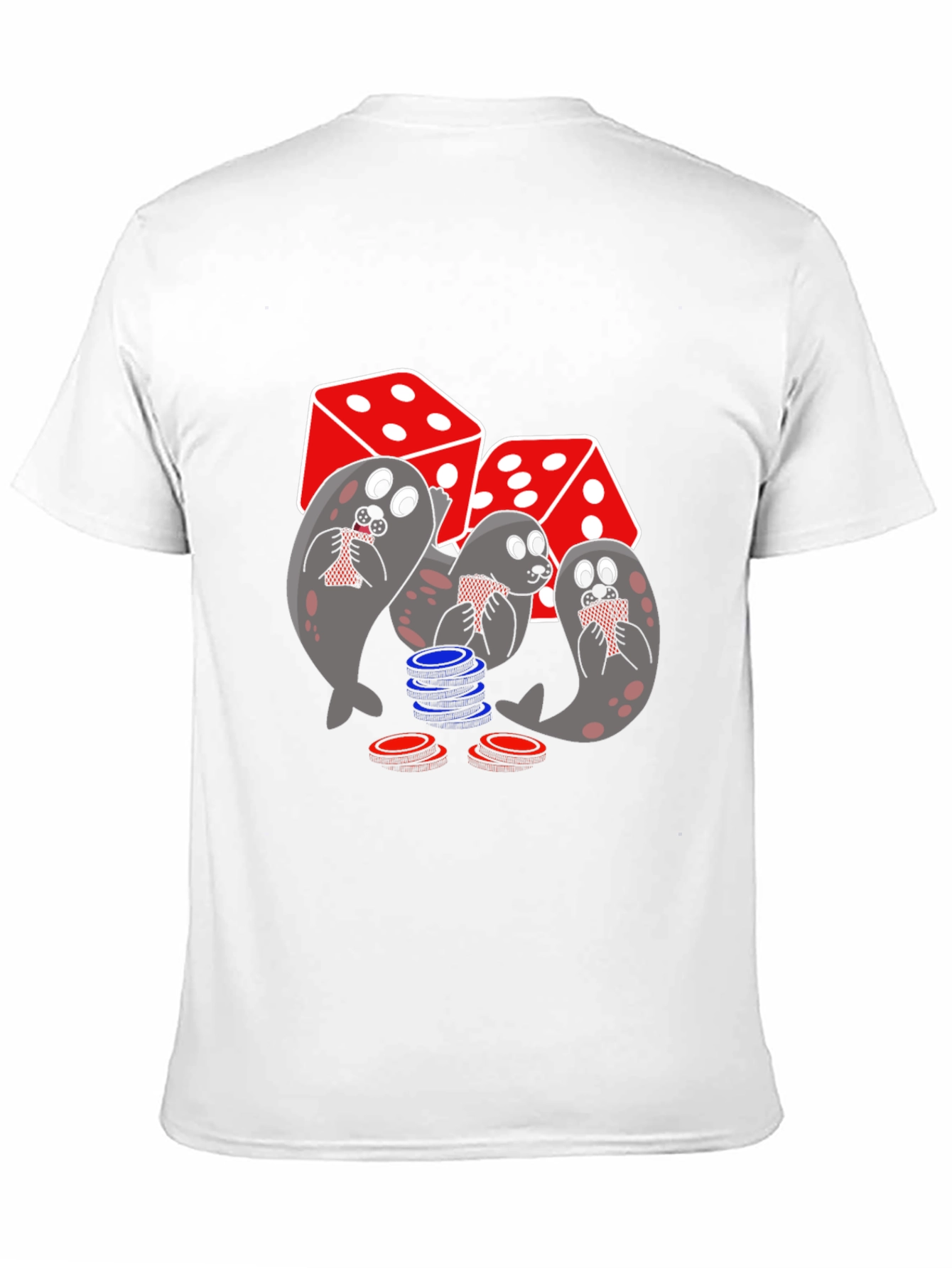 Poker Seals Graphic Tee - Black Cotton T-Shirt