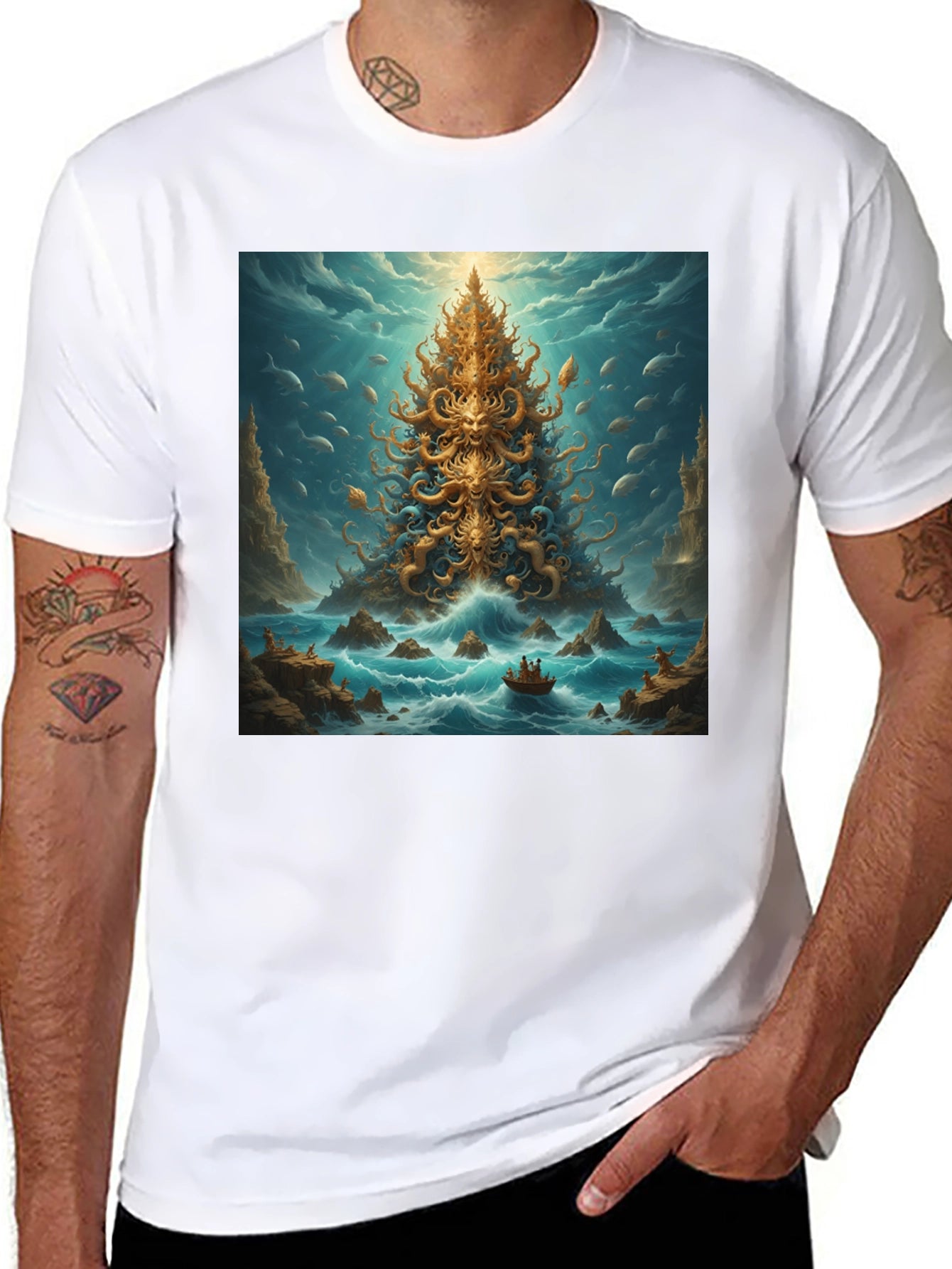 Tentacle Tree Island Graphic Tee - Unique Art Shirt