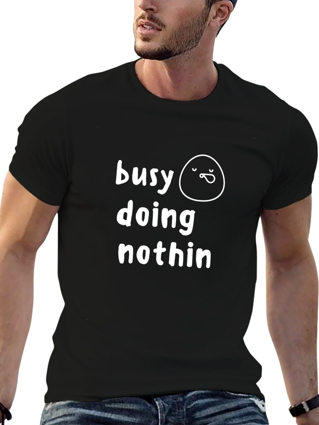 Funny Busy Doing Nothin Black T-Shirt