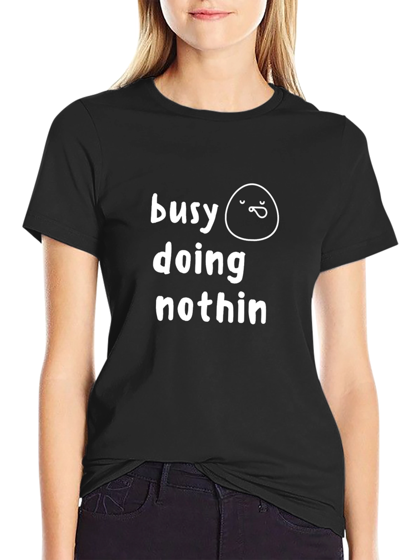 Funny Busy Doing Nothin Black T-Shirt