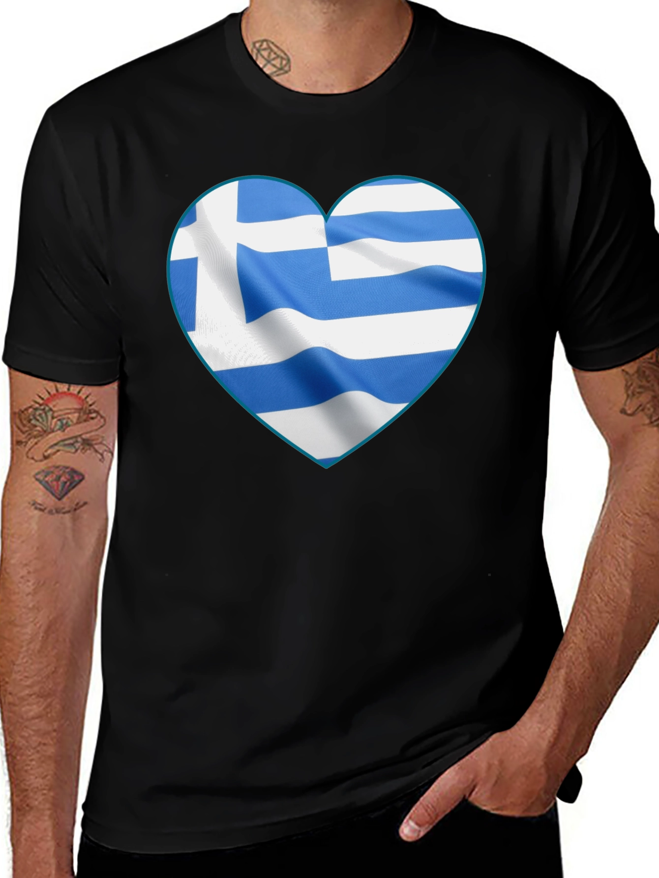 Greek Flag Heart T-Shirt
