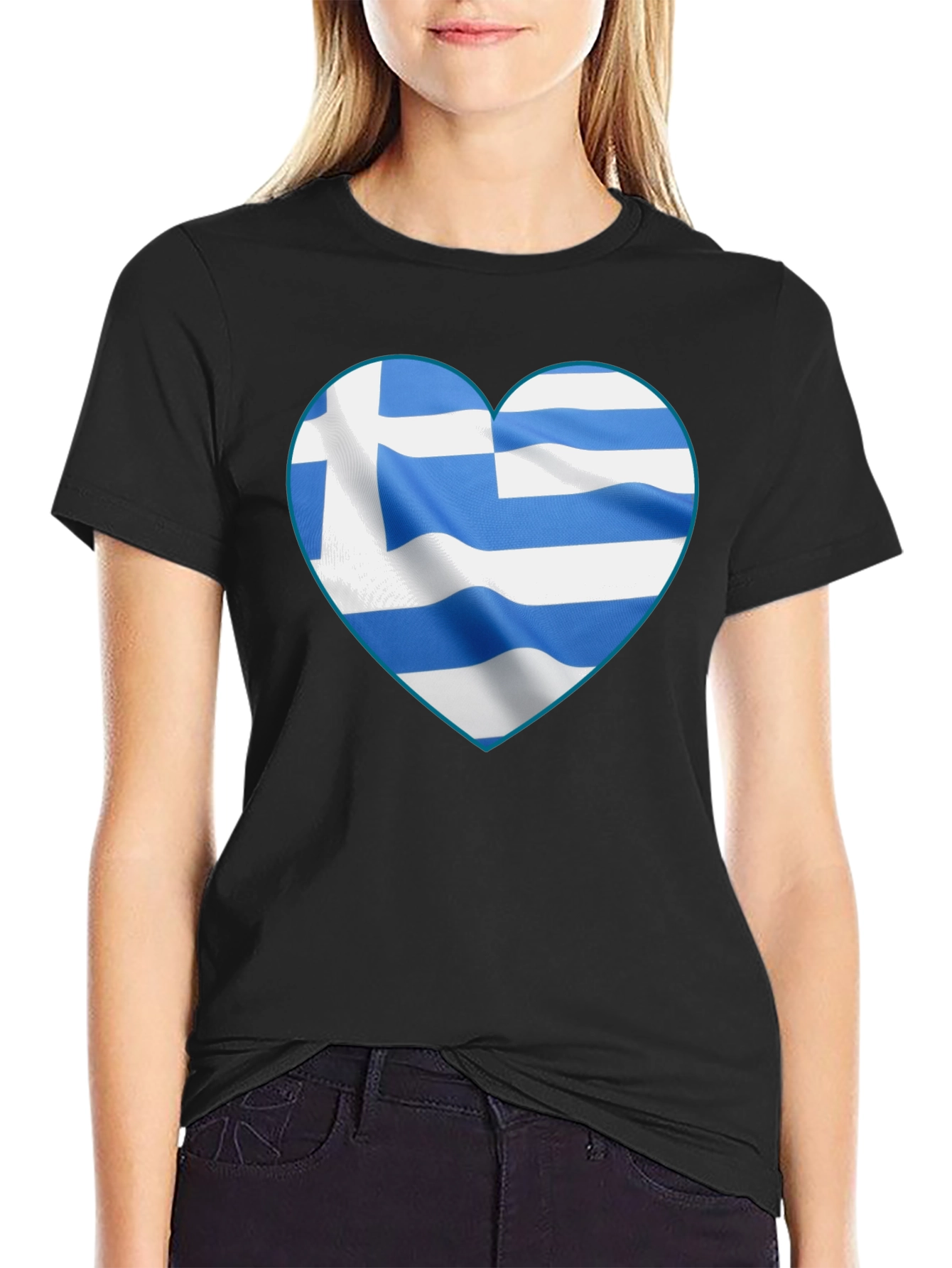 Greek Flag Heart T-Shirt