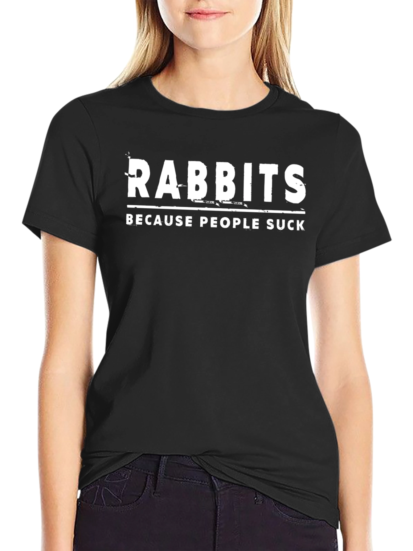 Rabbits Because People Suck Graphic T-Shirt